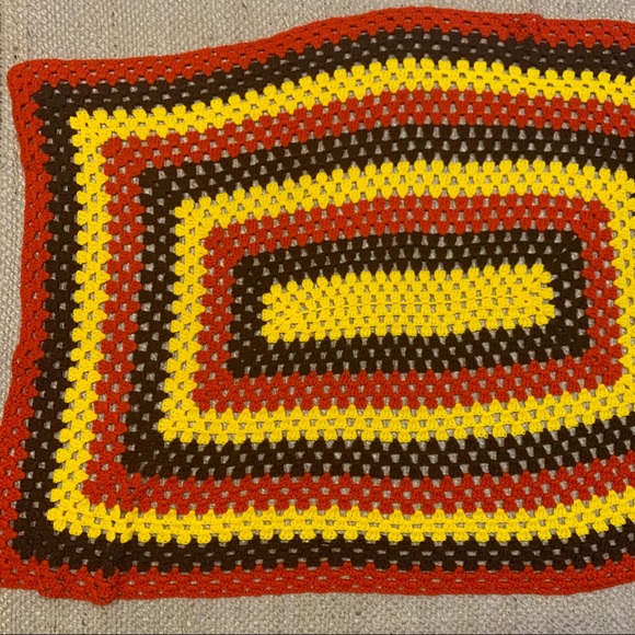 Vintage Fall Autumn Handmade Knit Afghan Blanket - Picture 4 of 7